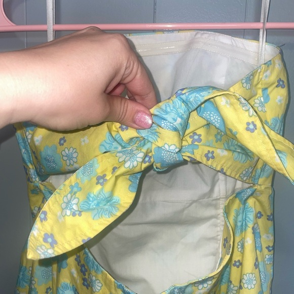 Vintage Lilly Pulitzer Tie Back Strapless A Line Yellow Lion Dress Size 2 - Picture 5 of 7